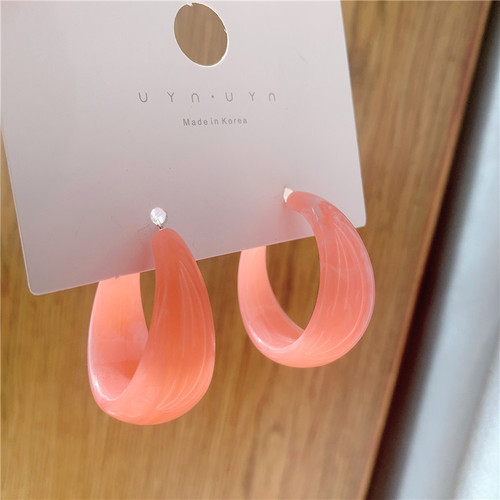 S925 silver needle fashion temperament acetate acrylic retro earrings popular exaggerated oversized sweet earrings Korean