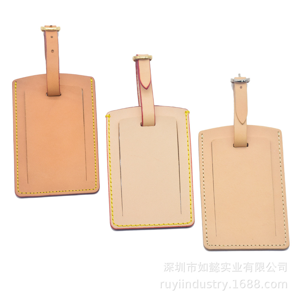 First layer cowhide high-grade tree cream leather luggage tag spot wholesale leather luggage tag