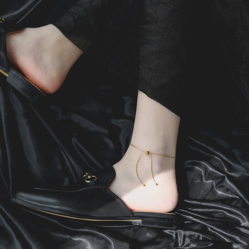 Simple retro pull-out adjustable anklet for women niche fashion versatile sexy European and American ins style internet celebrity does not fade