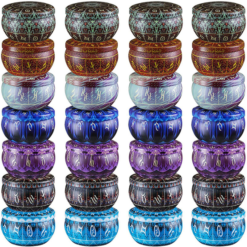 Round drum-shaped metal scented tea tea jar iron jar biscuit box egg roll candy jar aromatherapy candle packaging tinplate jar