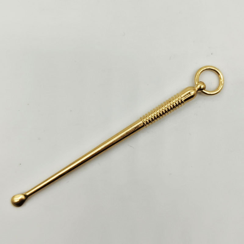 Brass Ear Digging Spoon Simple Spiral Pattern Ear Spoon Pure Copper Metal Crafts Ear Spoon Ear Digging Pure Copper Keychain Pendant