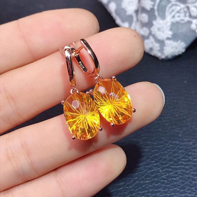 Кристальные серьги, серьги с вставками камней, серебро 925