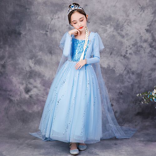 Frozen 2 Elsa Princess Dress Long Sleeve Pure Cotton Children Girls Dress Autumn Elsa One Piece Dropshipping