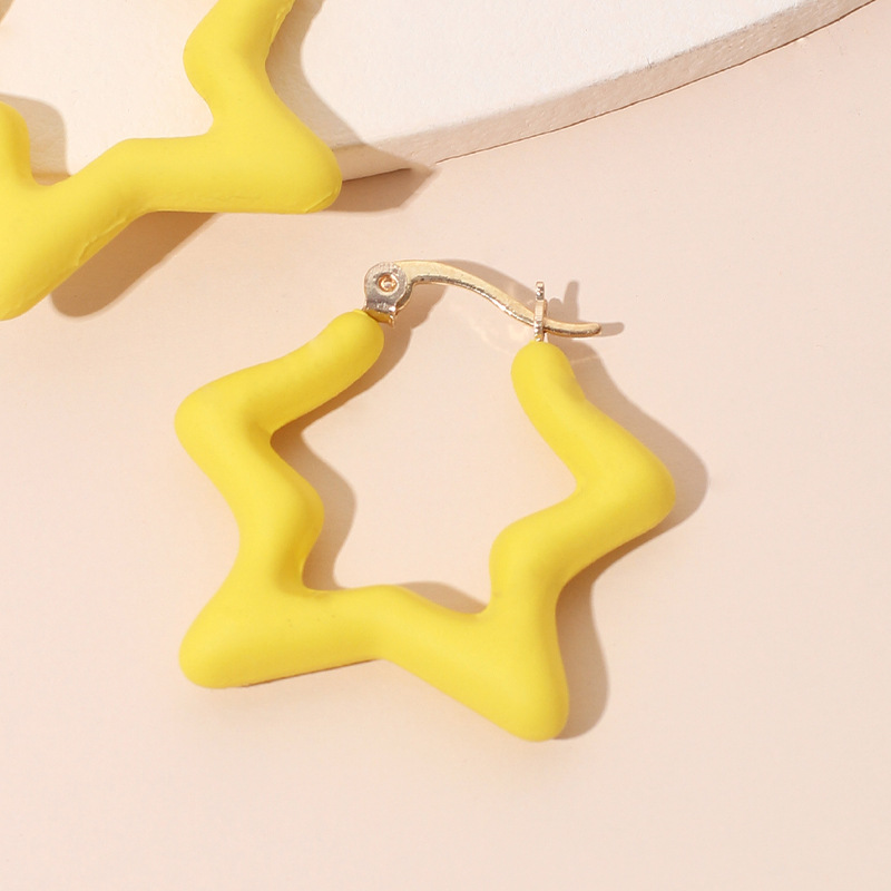 Candy Color Fashion Childlike Star Earring Five-pointed Star Long Resin Earrings Wholesale Nihaojewelry display picture 2
