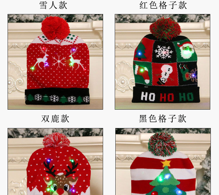 New Knitted Woolen Colorful Luminous Knitted Christmas Hat display picture 6