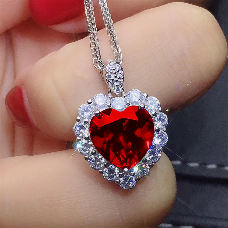 Zhenrong incrustaciones de zafiro en forma de corazón abierto anillo collar de las mujeres de lujo temperamento compromiso colgante traje al por mayor