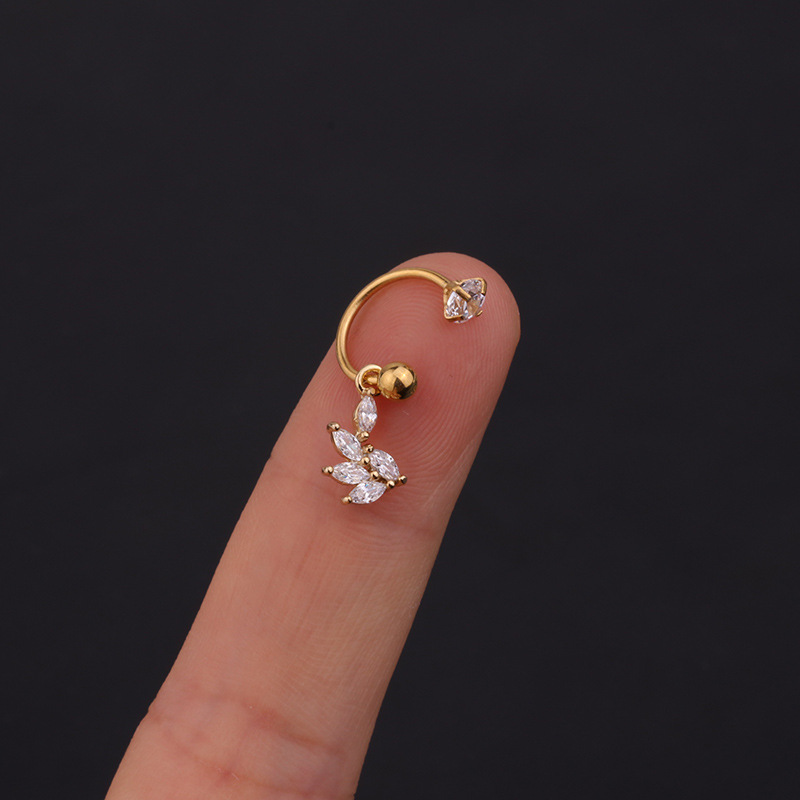Ear Cartilage Rings & Studs Geometric 316 Stainless Steel  Copper Inlaid Zircon display picture 35