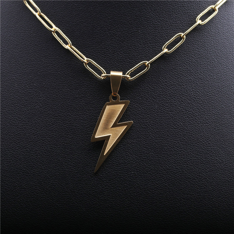 Titanium Steel Lightning Necklace display picture 3