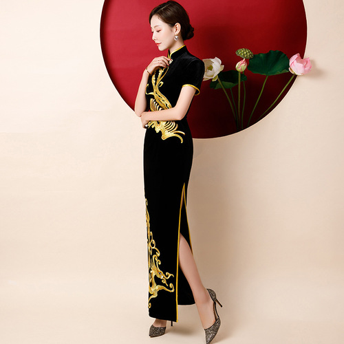 Runway cheongsam pleuche temperament of the new China Chinese dresses retro qipao for women cheongsam