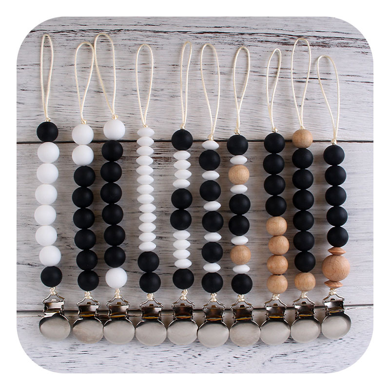 Nuevo bebé redondo de hierro chupete clip bebé creativo calmante Beech silicona Abacus cadena chupete cadena anti-gota cadena