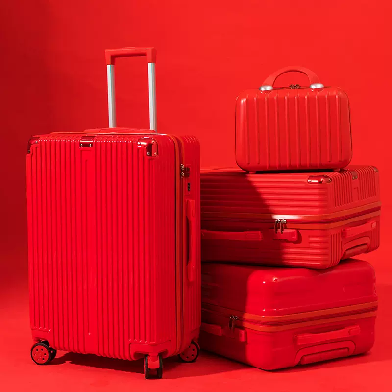 红色行李箱结婚皮箱子母陪嫁拉杆箱婚庆婚礼嫁妆箱密码箱旅行箱包