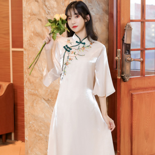 Cheongsam Chinese dresses summer Chinese wind eroded young girl retro fairy dress female qipao