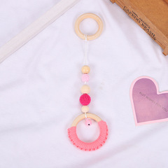 Beech Wood Animal Yarn Teething Beads Pendant Cross-border Factory Direct Supply Children's Room Decor Four-piece Set Baby Rattle 