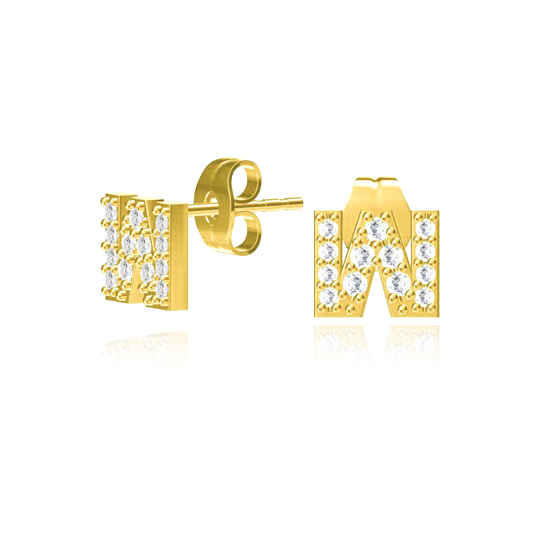 Hot-selling New Letter 26 English Copper Letters Zircon Earring For Women display picture 5