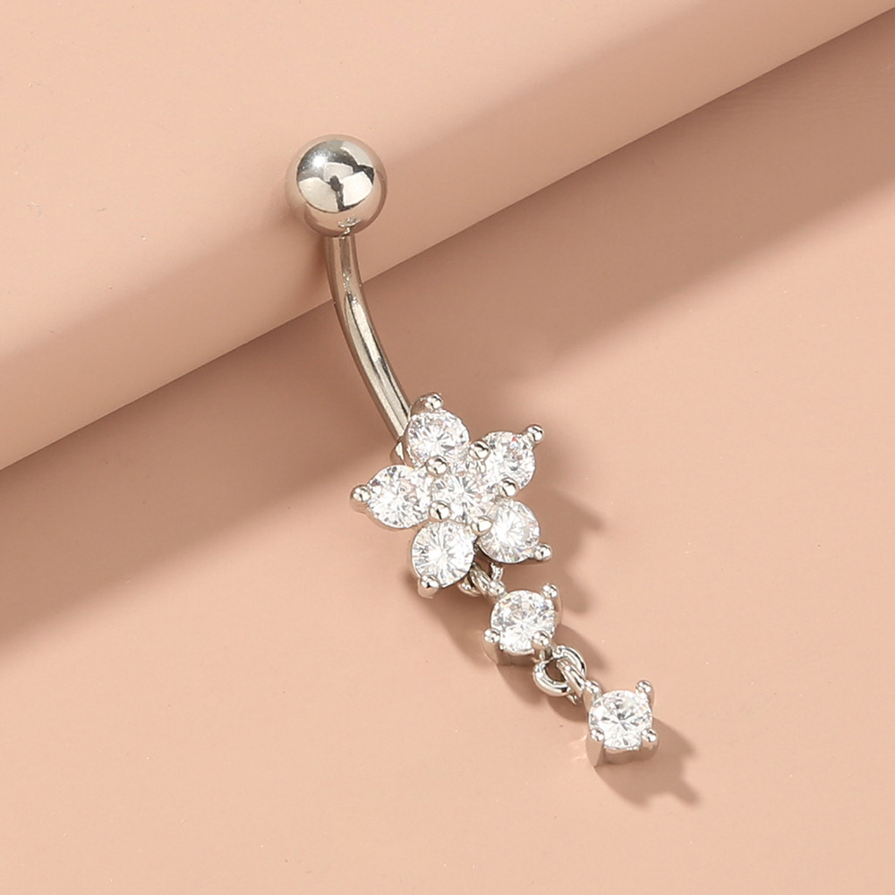 New Sexy Tassel Flower Zircon Belly Button Ring display picture 1