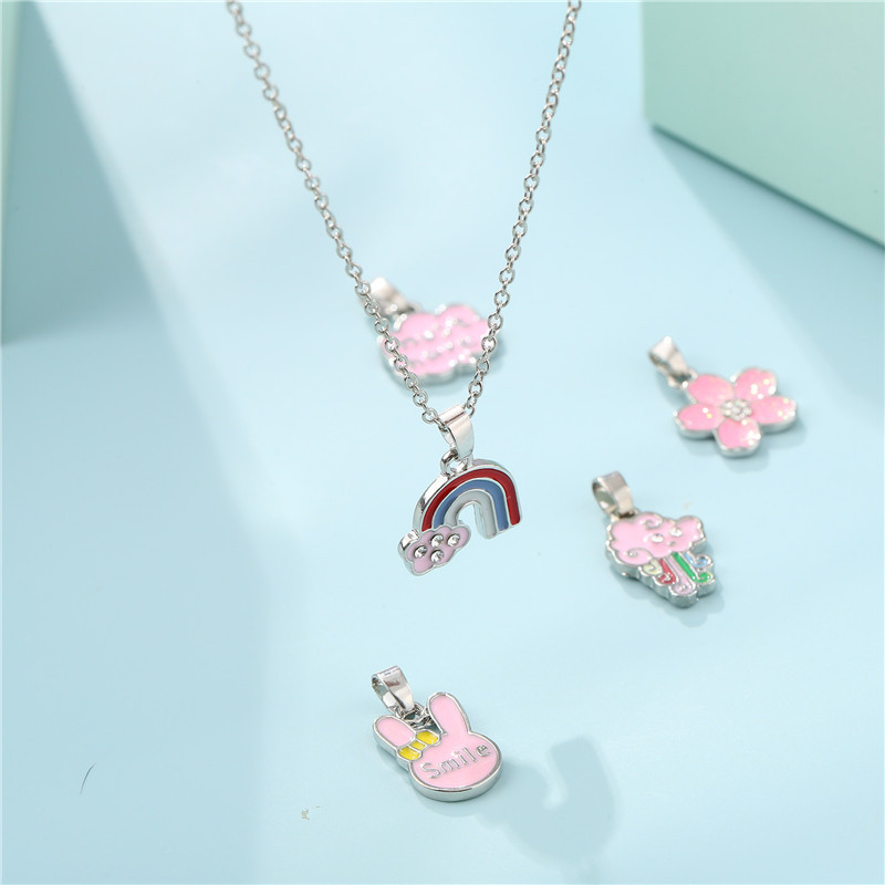 Cartoon Style Flower Alloy Enamel Girl's Necklace display picture 2