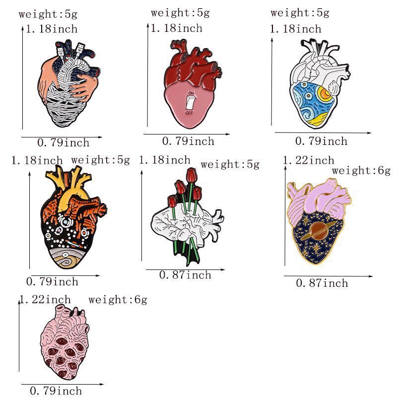 5g Weight Brooches Classification Fashion Pin Heart Alloy Stoving Varnish Unisex Brooches