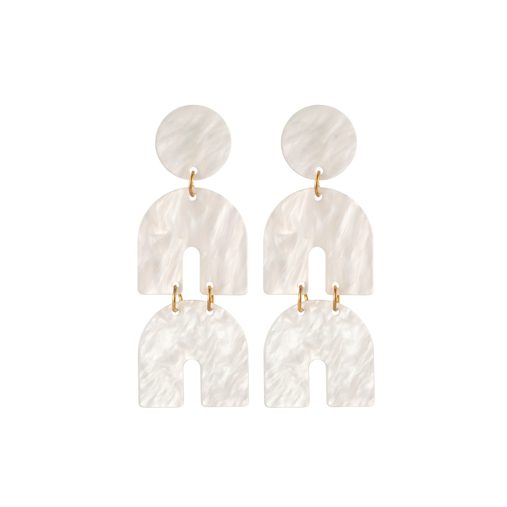 New Acrylic U-shaped Multi-layer Double-layer Superimposed Horseshoe-shaped Fashion Exaggerated Long Earrings display picture 10