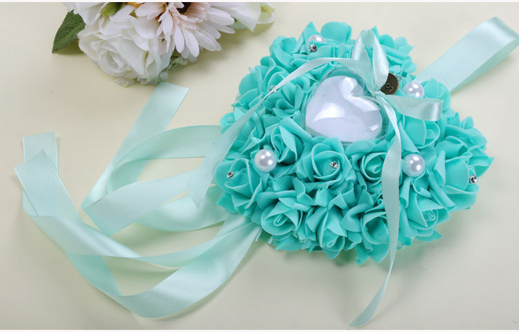 Cross-border foreign trade pe foam ring box, heart-shaped ring pillow, Western-style wedding supplies, rose pvc box packaging, hanging decoration detail image 12