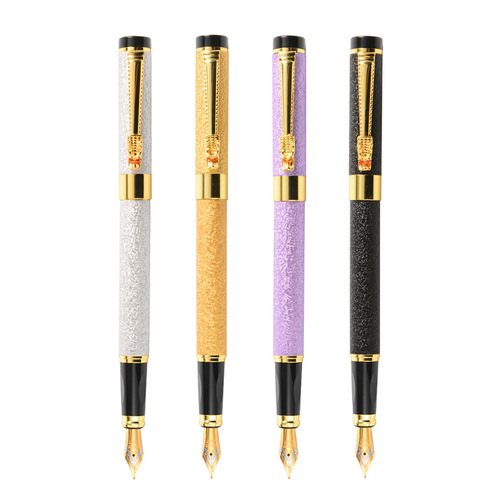 Hill black metal pen business gift pen custom logo primary school students calligraphy practice pen