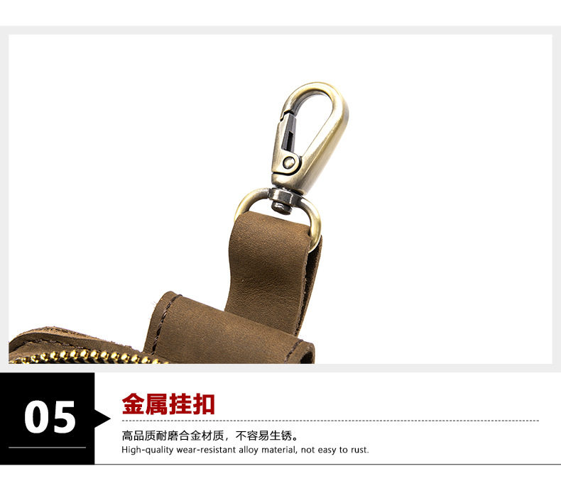 Túi thắt lưng da bò lớp đầu dạng dọc đa chức năng đựng điện thoại cho nam — 7440 họa tiết vải cà phê đậm, Màu đen, Màu nâu chi tiết 23