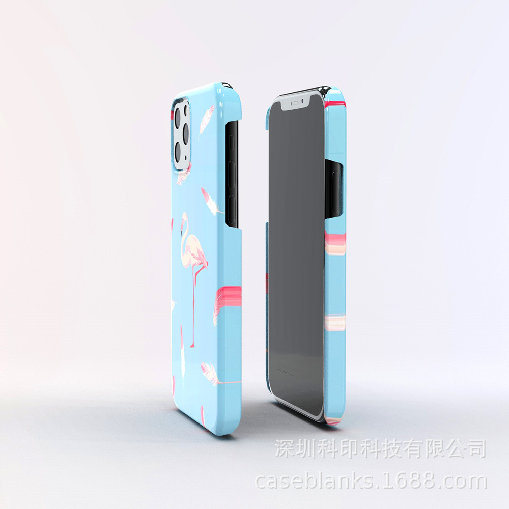 爆款火烈鸟个性化单底光面菲林涂层热转印涂层手机壳来图印制