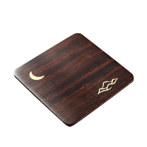 [Inlaid copper coaster] Ebony solid wood solid wood brass large cup holder anti-scalding kung fu tea ceremony accessories saucer