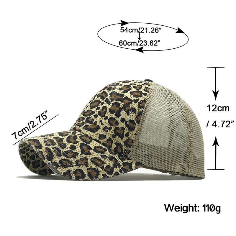 Leopard Print Horsetail Mesh Breathable Thin Sunscreen Baseball Cap Wholesale Nihaojewelry display picture 17