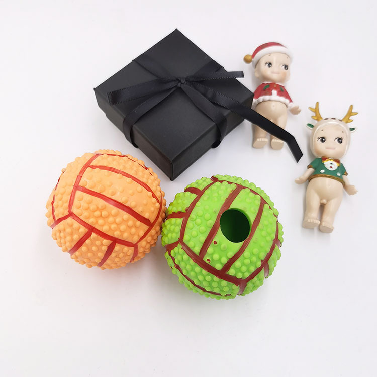 Amazon PET TPR rompecabezas de baloncesto Dispositivo de fuga de alimentos molares resistentes a mordidas perro de juguete de goma Bola de fuga de alimentos para mascotas
