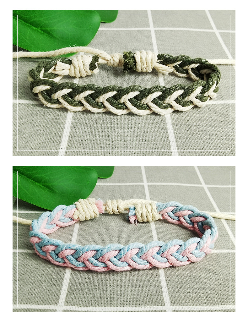 1 Piece Quantity Holiday, Date Occasion Cotton and hemp rope Material Retro Simple Style Color Block Cotton And Hemp Rope Wholesale Drawstring Bracelets