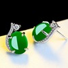 Agate organic retro earrings jade, silver 925 sample, with gem, simple and elegant design