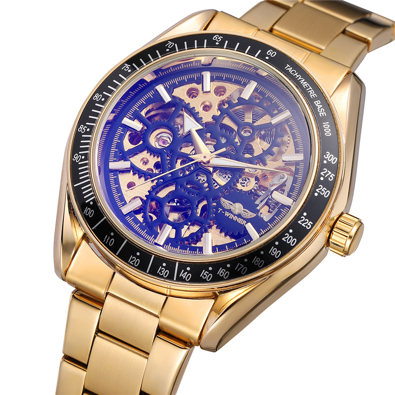 Venta caliente winner8152 hombres casual reloj mecánico automático hueco reloj mecánico correa de acero reloj de los hombres