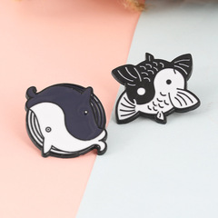 中國風創意卡通陰陽錦鯉鯨魚胸針 合金衣飾太極陰陽魚情侶胸章
