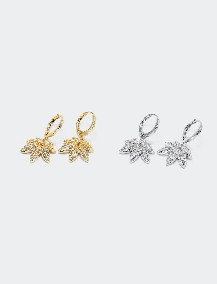 fashion goldplated zircon maple leaf earringspicture6