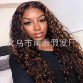 2020非洲新款假发 中分跳色长卷发 混色小卷发 跨境专供 厂家直销