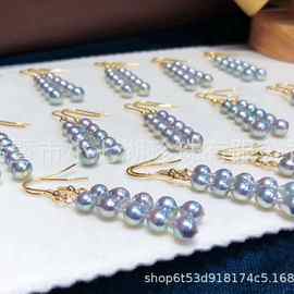 S925银耳钩 搭配5-7mm灰色akoya （微巴形状）颜色漂亮 珠光好