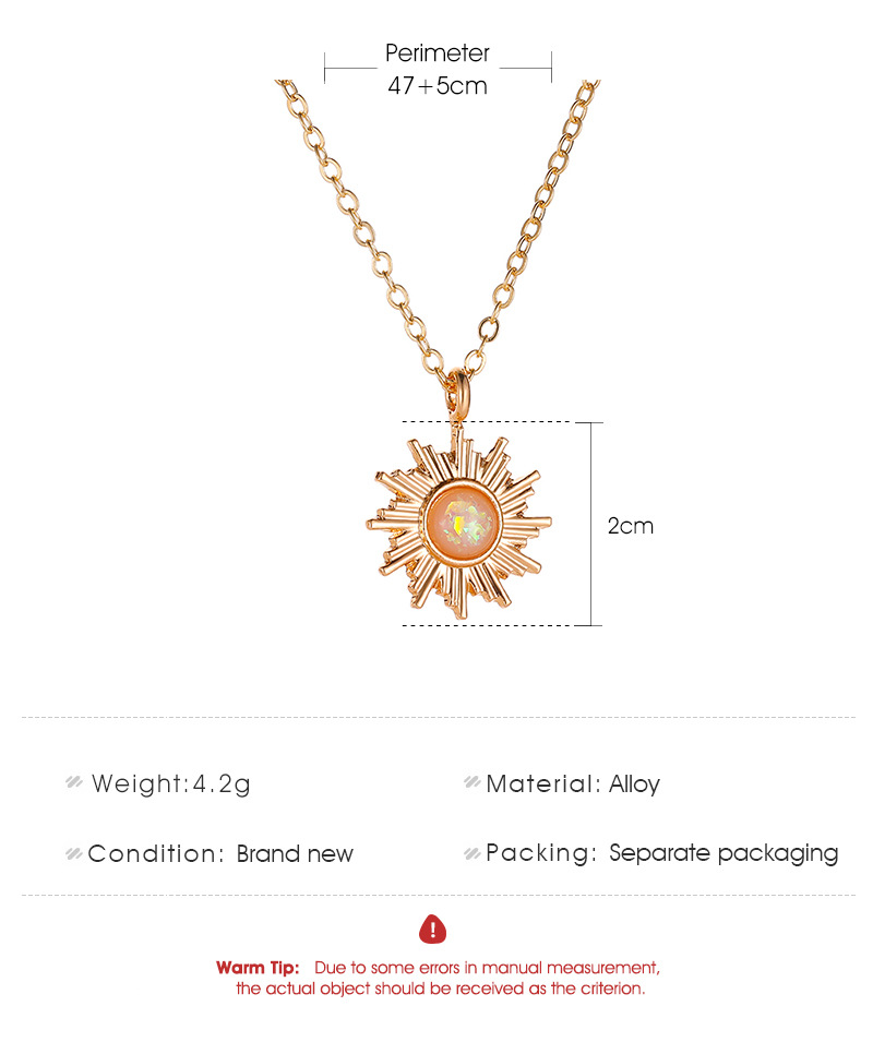 simple opal sun flower pendant necklace