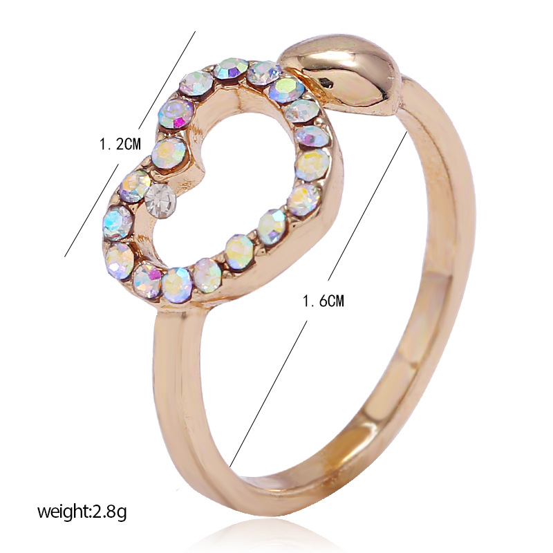 Fashion Hollow Love Alloy Ring Simple Full Diamond Frosty Ring Wholesale Nihaojewelry display picture 1