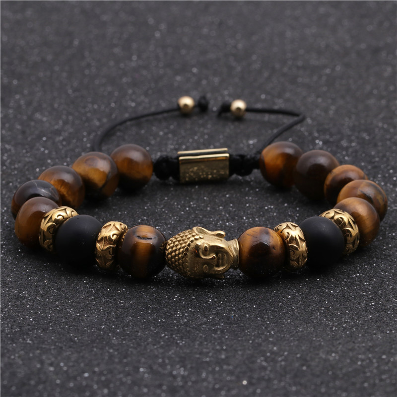 Fashion Bracelets Stainless Steel Woven Adjustable Buddha Head Bracelet display picture 17