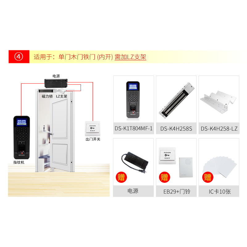 No. 4 single wooden door iron door (open inside)