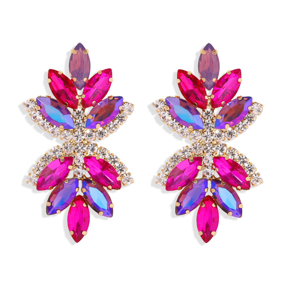 Fashion Multi-layer Alloy Diamond-studded Rhinestone Flower Women's Earrings display picture 2