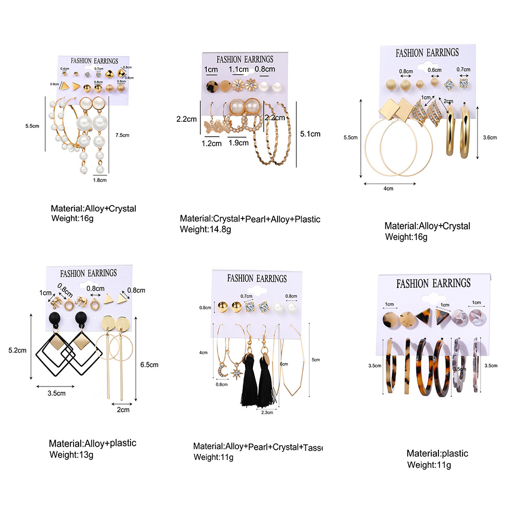 Vente Chaude Boucles D&#39;oreilles À Pampilles Creative Simple Retro Set De Boucles D&#39;oreilles 6 Paires display picture 24