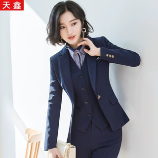 职业套装女气质时尚春秋西服工作服小西装套裤面试ol正装工装批发