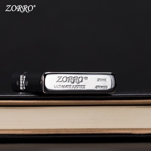 zorro brass kerosene windproof lighter personalized creative ultra-thin square corner glossy classic kerosene machine