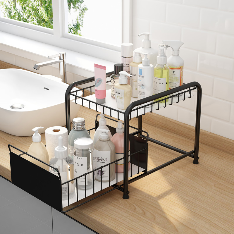 Organizador extensible bajo fregadero de cocina, cajón extraíble, para almacenar especias y productos de baño