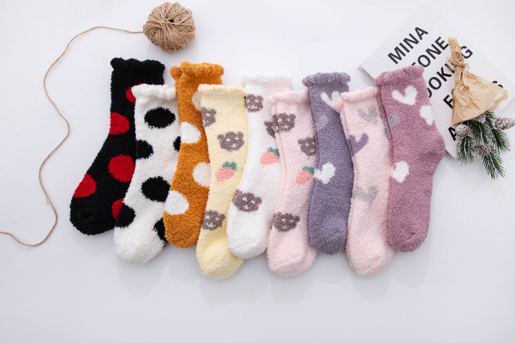 plush coral fleece socks women s socks winter sleep socks ladies plus fleece home floor socks  NSFN4062