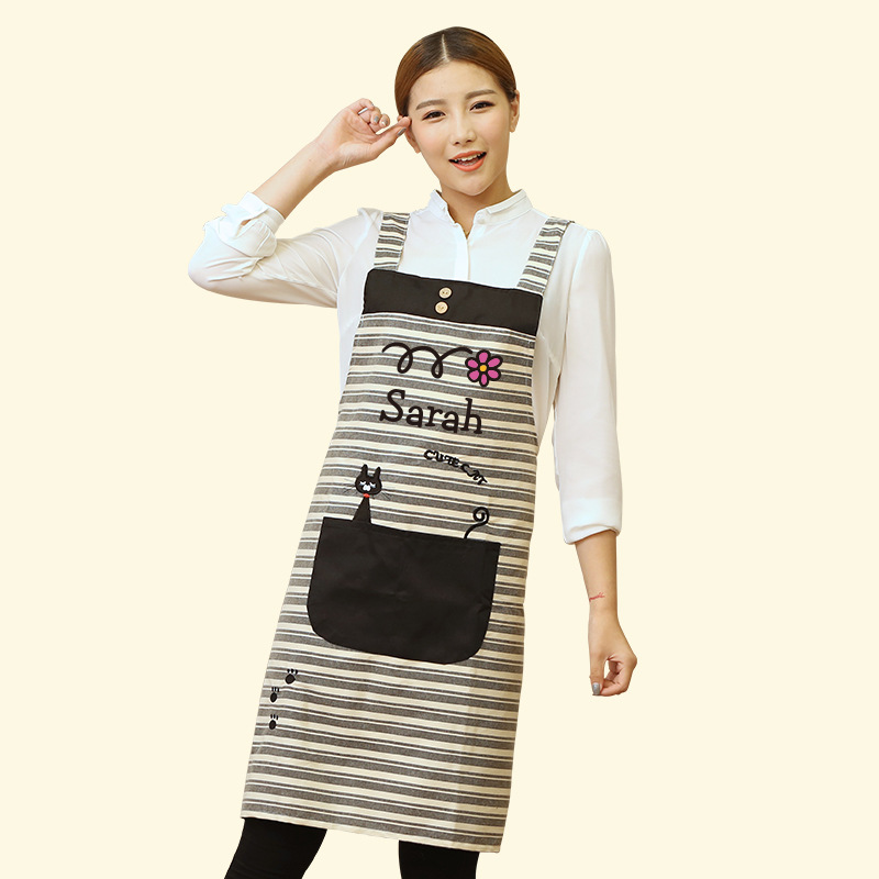 Delantal de cocina para el hogar moda antiincrustante de mujer Estilo coreano japonés trabajo de cocina hombres adultos cintura personalizada Impresión de LOGOTIPO