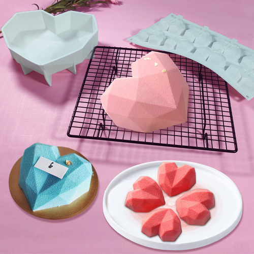 Sanxin Diamond Love Mousse Cake Silicone Mold Home DIY Heart-Shaped French Dessert Pudding Jelly Grinding Tool