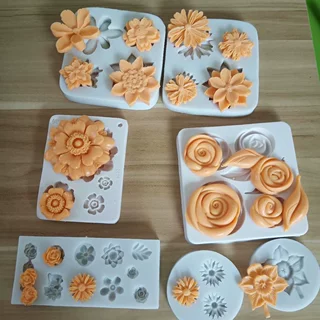 多种小花菊花花型蛋糕装饰模具 翻糖巧克力硅胶模具 滴胶模具现货