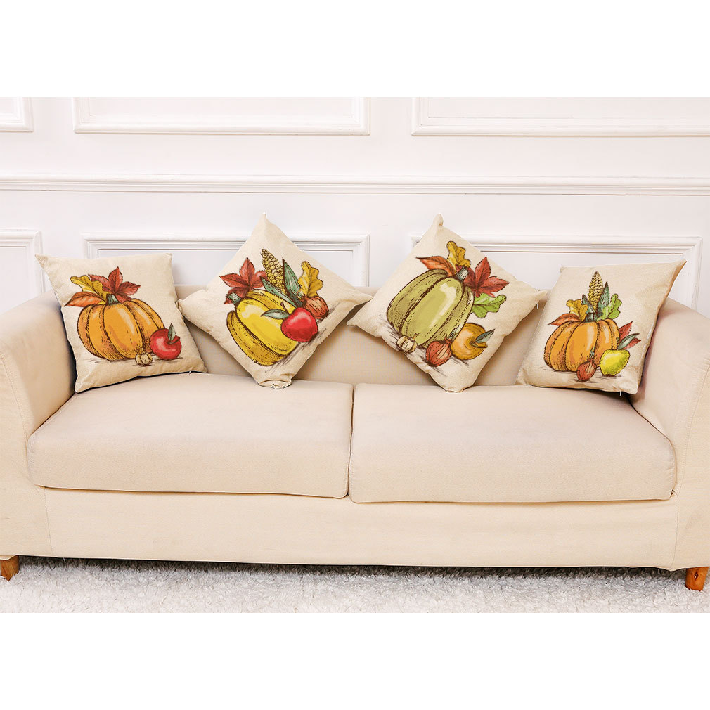 亚马逊 eBay 速卖通新款感恩节棉麻抱枕套 汽车靠垫 沙发抱枕